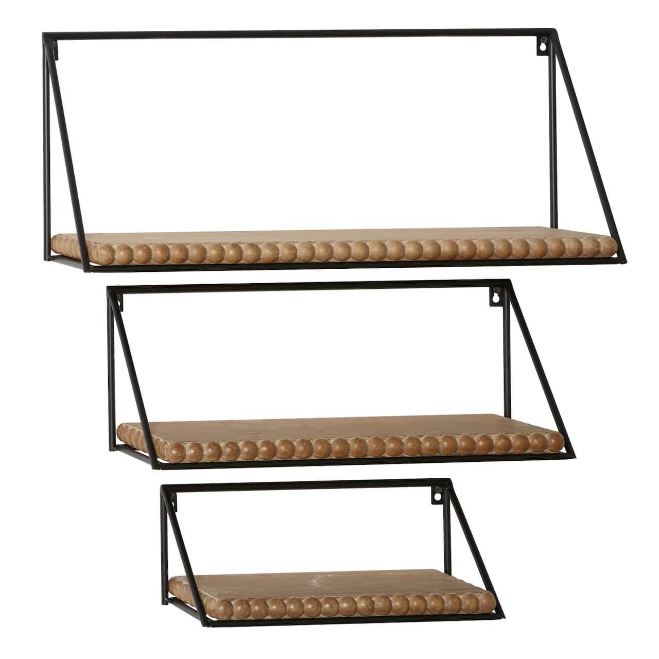 Set of 3 Black Metal Industrial Wall Shelf, 24", 19", 14"